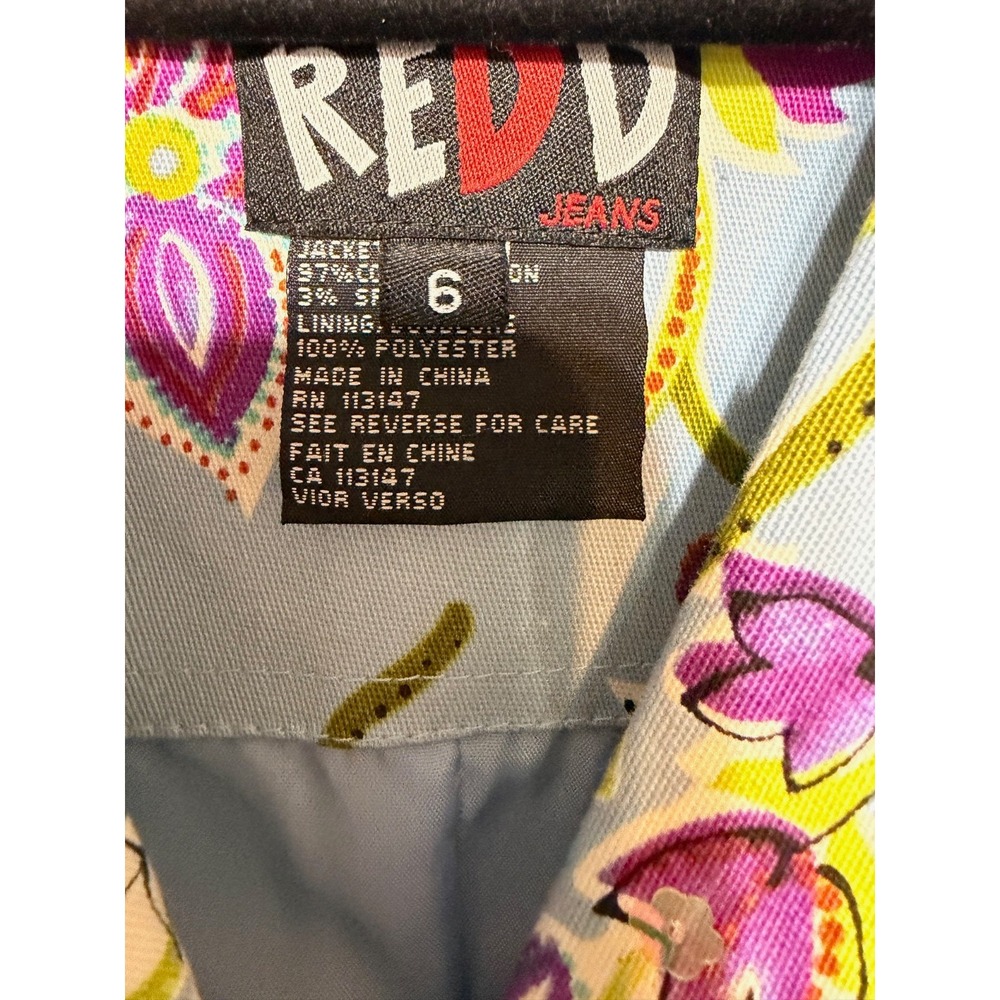 Vintage REDD Jeans Dopamine Dressing Floral Blazer Women Size 6 Artsy Retro Chic - Picture 5 of 9